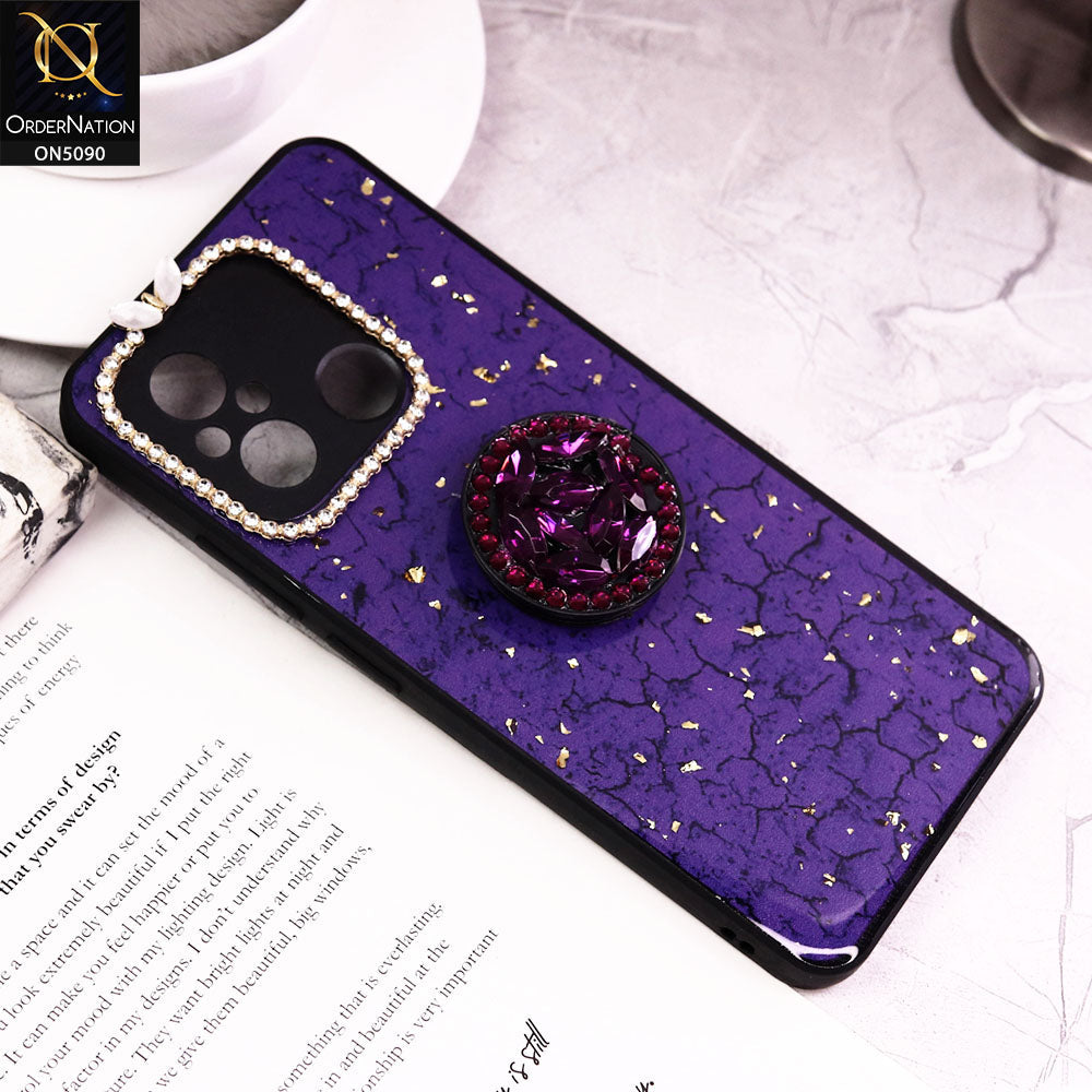 Xiaomi Redmi 12C Cover - Design5 - Bling Series - Glitter Foil Soft Border Case With Holder(Glitter Does Not Move)
