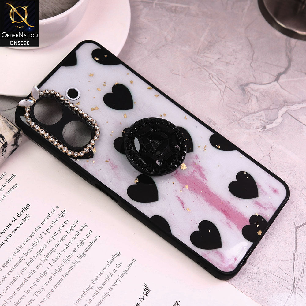 Xiaomi Redmi 13C Cover - Design2 - Bling Series - Glitter Foil Soft Border Case With Holder(Glitter Does Not Move)