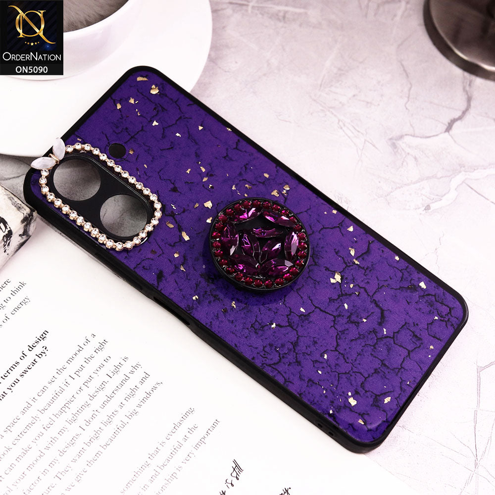 Xiaomi Redmi 13C Cover - Design5 - Bling Series - Glitter Foil Soft Border Case With Holder(Glitter Does Not Move)