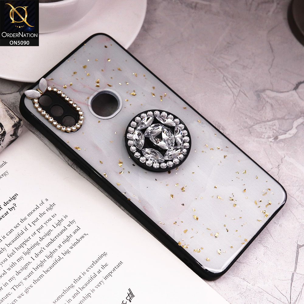 Samsung Galaxy A10s Cover - Design10 - Bling Series - Glitter Foil Soft Border Case With Holder(Glitter Does Not Move)