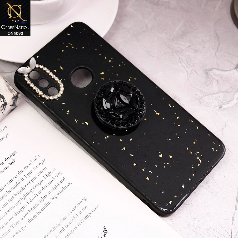 Samsung Galaxy A10s Cover - Design1 - Bling Series - Glitter Foil Soft Border Case With Holder(Glitter Does Not Move)