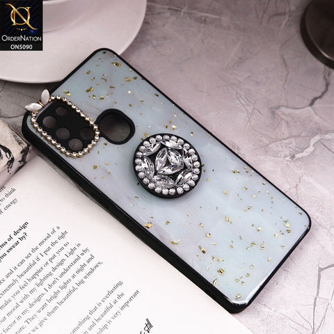 Samsung Galaxy A21s Cover - Design12 - Bling Series - Glitter Foil Soft Border Case With Holder(Glitter Does Not Move)