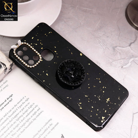 Samsung Galaxy A21s Cover - Design1 - Bling Series - Glitter Foil Soft Border Case With Holder(Glitter Does Not Move)