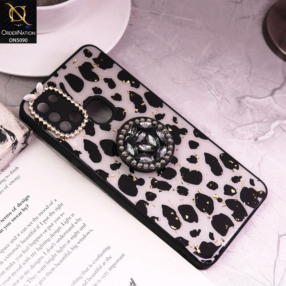 Samsung Galaxy A21s Cover - Design3 - Bling Series - Glitter Foil Soft Border Case With Holder(Glitter Does Not Move)