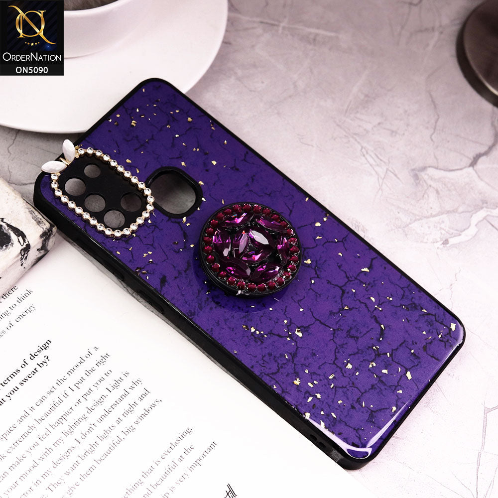 Samsung Galaxy A21s Cover - Design5 - Bling Series - Glitter Foil Soft Border Case With Holder(Glitter Does Not Move)