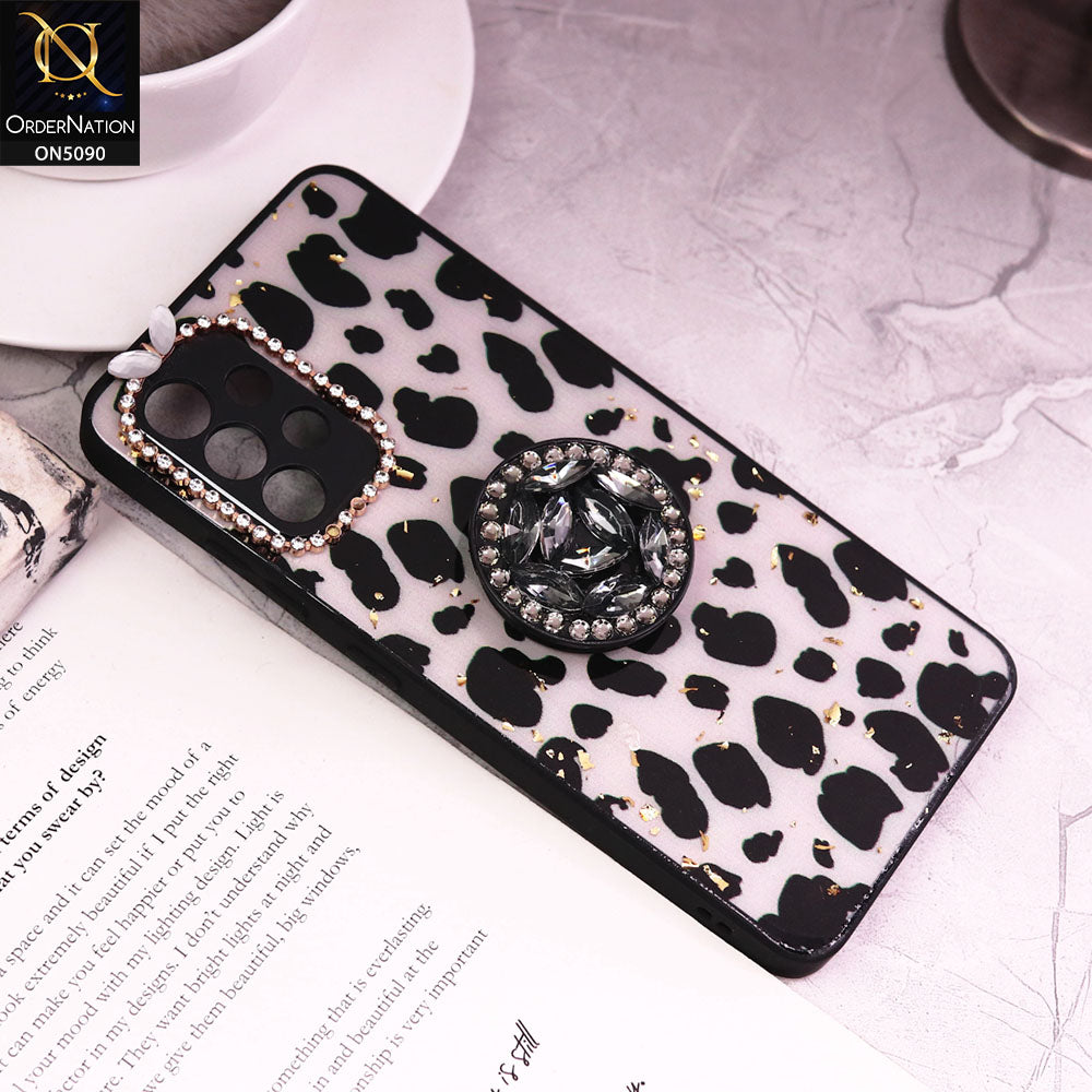 Samsung Galaxy A32 Cover - Design3 - Bling Series - Glitter Foil Soft Border Case With Holder(Glitter Does Not Move)