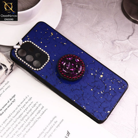 Samsung Galaxy A32 Cover - Design6 - Bling Series - Glitter Foil Soft Border Case With Holder(Glitter Does Not Move)
