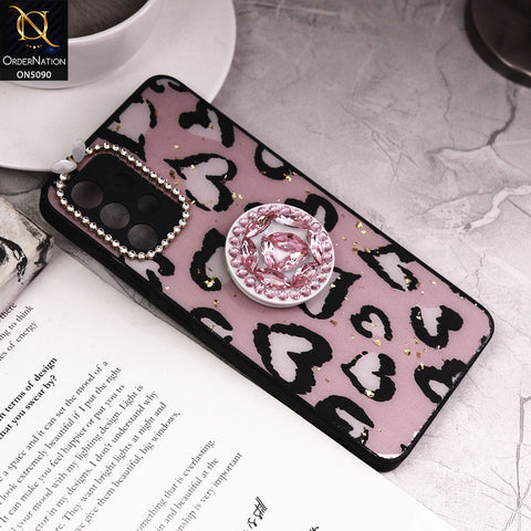 Samsung Galaxy A32 Cover - Design8 - Bling Series - Glitter Foil Soft Border Case With Holder(Glitter Does Not Move)