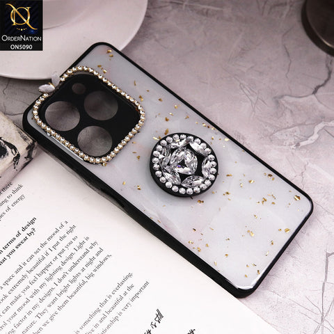Tecno Spark 20C Cover - Design10 - Bling Series - Glitter Foil Soft Border Case With Holder(Glitter Does Not Move)