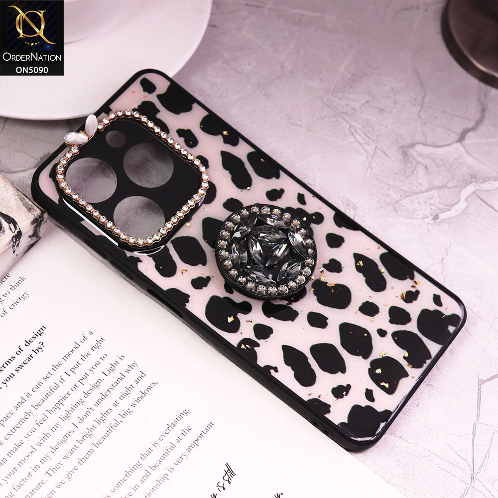 Tecno Spark 20 Cover - Design3 - Bling Series - Glitter Foil Soft Border Case With Holder(Glitter Does Not Move)