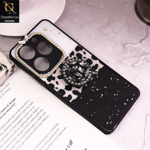 Infinix Smart 8 Cover - Design4 - Bling Series - Glitter Foil Soft Border Case With Holder(Glitter Does Not Move)