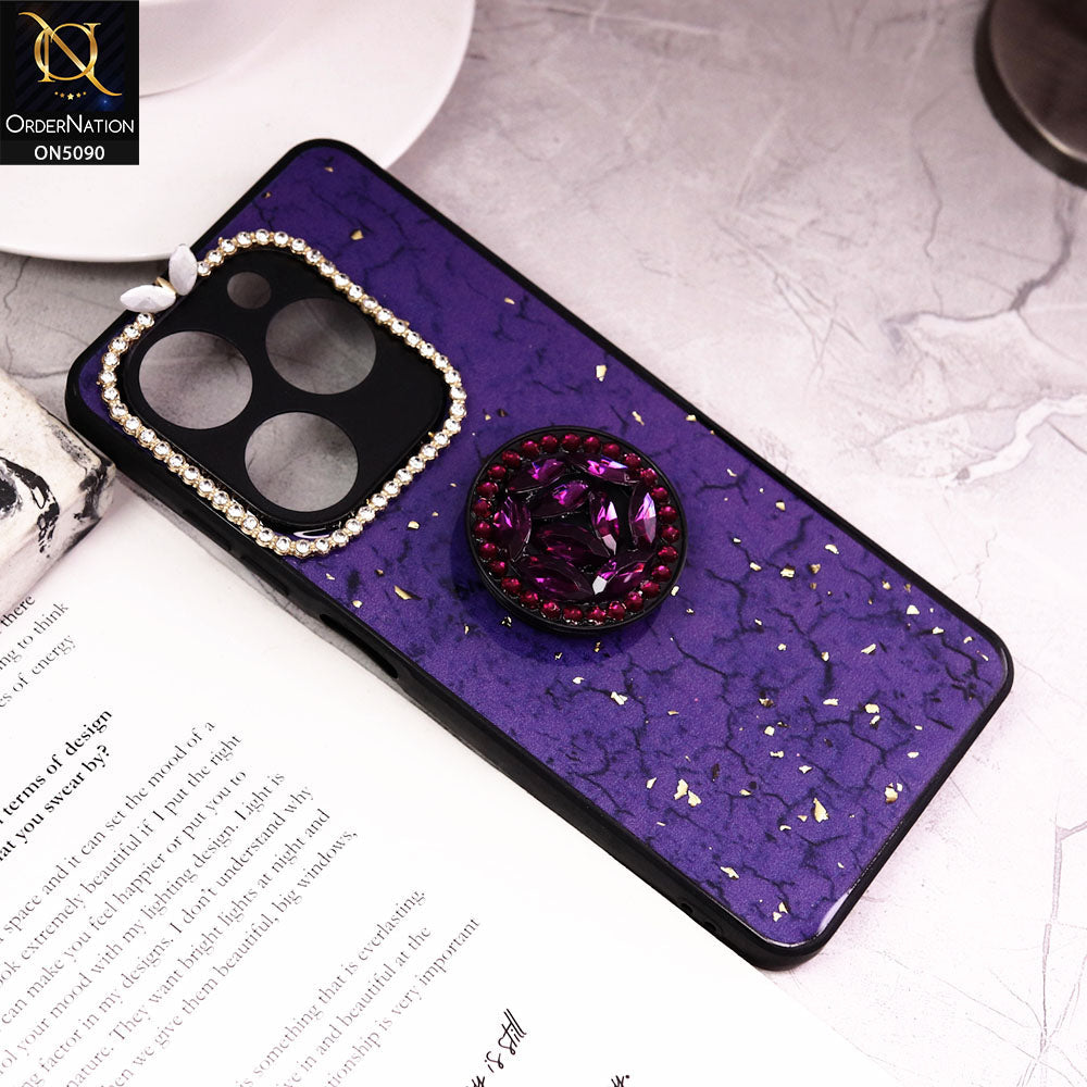 Tecno Spark 20C Cover - Design5 - Bling Series - Glitter Foil Soft Border Case With Holder(Glitter Does Not Move)