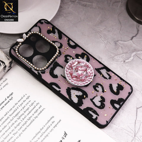 Tecno Spark 20 Cover - Design8 - Bling Series - Glitter Foil Soft Border Case With Holder(Glitter Does Not Move)