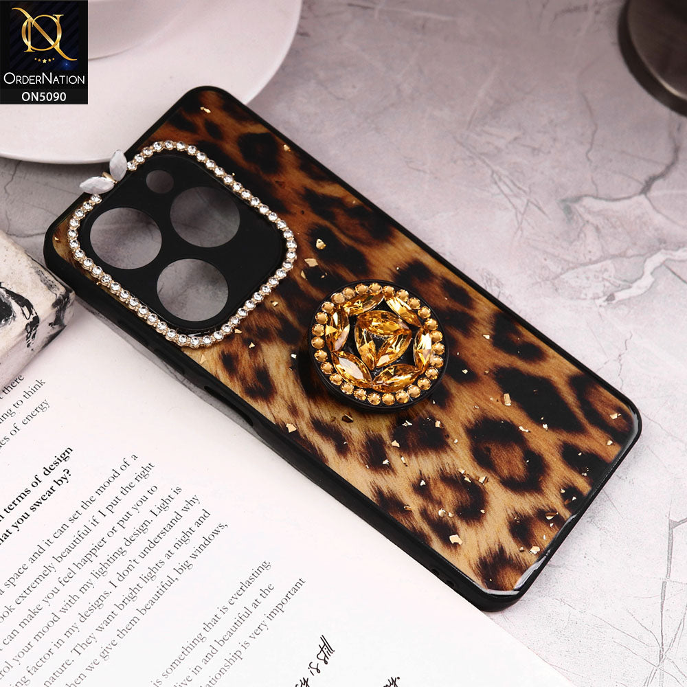 Tecno Spark Go 2024 Cover - Design9 - Bling Series - Glitter Foil Soft Border Case With Holder(Glitter Does Not Move)