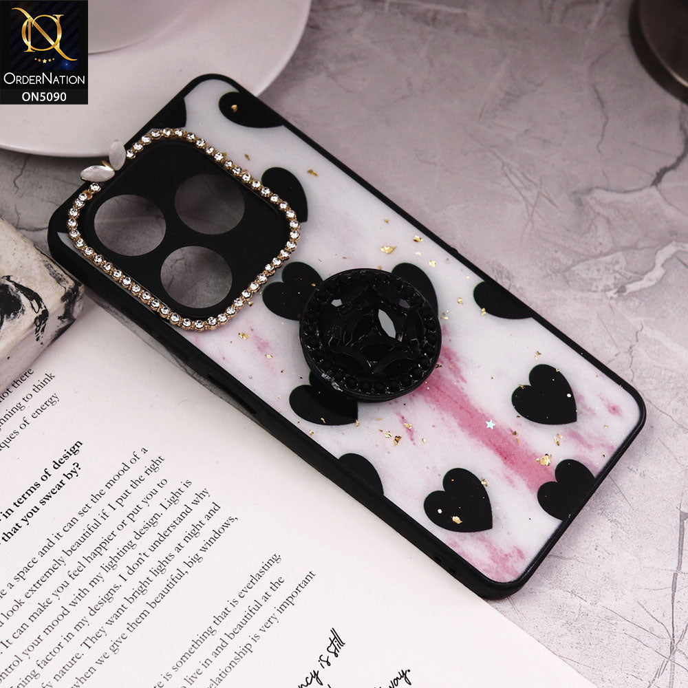 Tecno Spark 10C Cover - Design2 - Bling Series - Glitter Foil Soft Border Case With Holder(Glitter Does Not Move)