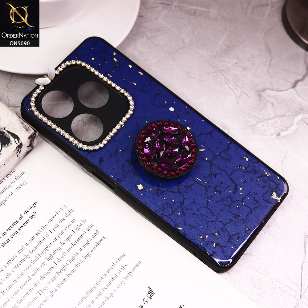 Tecno Spark 10C Cover - Design6 - Bling Series - Glitter Foil Soft Border Case With Holder(Glitter Does Not Move)
