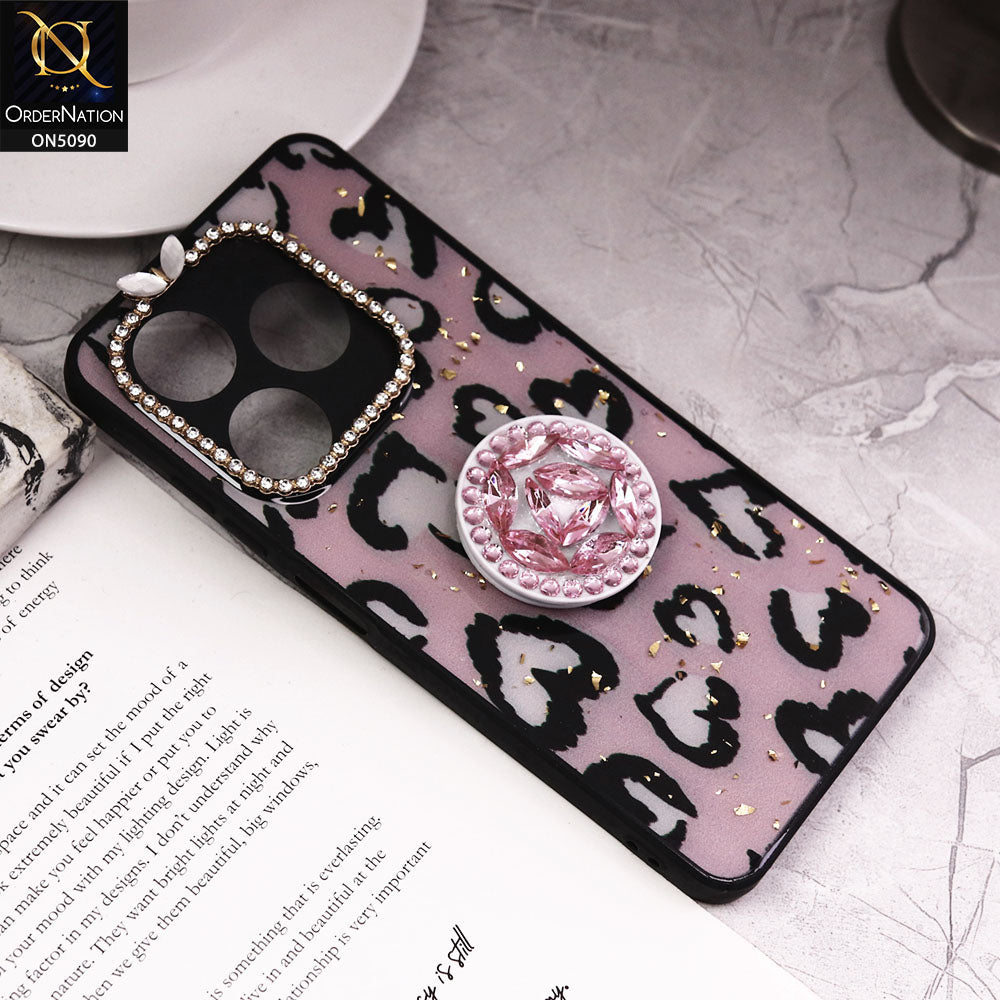 Tecno Spark 10 Cover - Design8 - Bling Series - Glitter Foil Soft Border Case With Holder(Glitter Does Not Move)