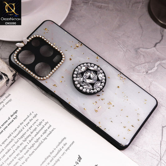 Tecno Spark 10 Pro Cover - Design10 - Bling Series - Glitter Foil Soft Border Case With Holder(Glitter Does Not Move)