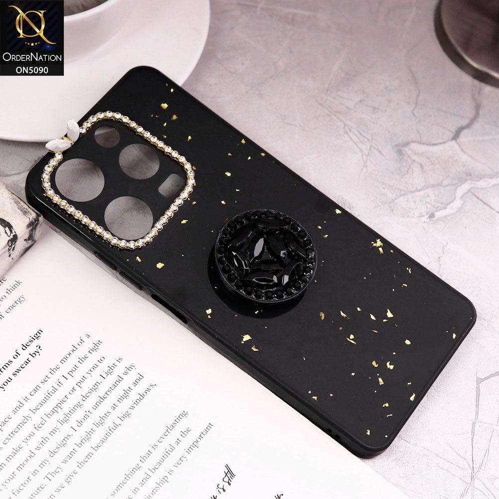 Tecno Spark 10 Pro Cover - Design1 - Bling Series - Glitter Foil Soft Border Case With Holder(Glitter Does Not Move)