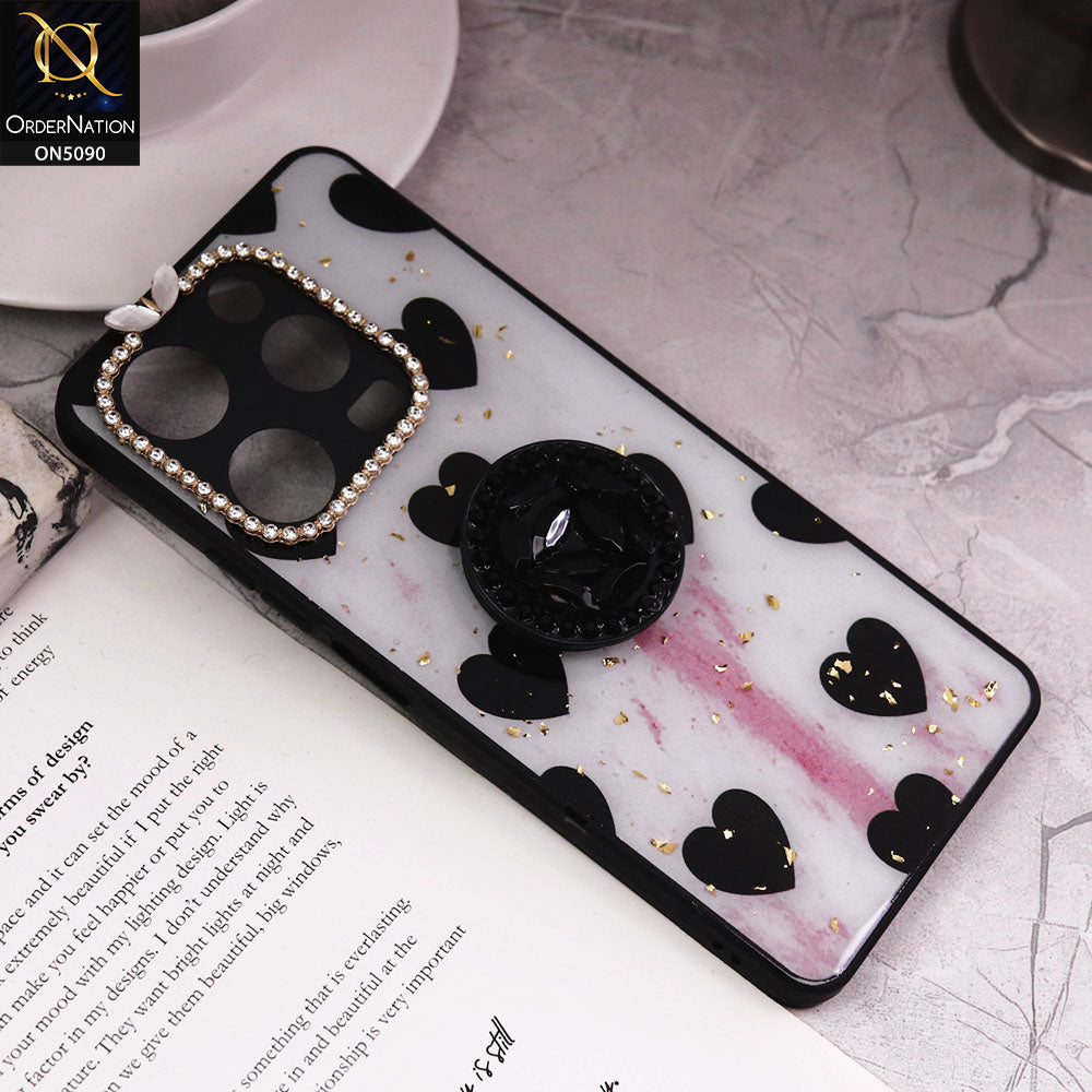 Tecno Spark 10 Pro Cover - Design2 - Bling Series - Glitter Foil Soft Border Case With Holder(Glitter Does Not Move)