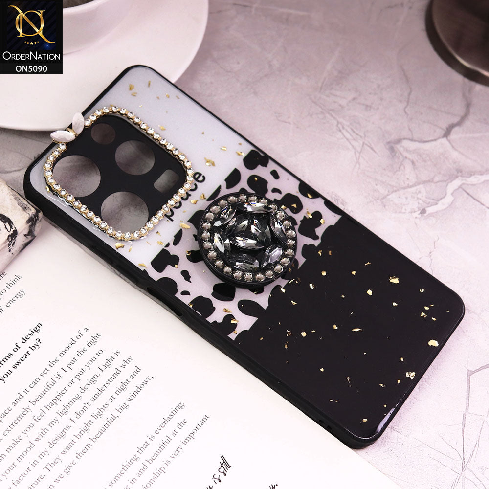 Tecno Spark 10 Pro Cover - Design4 - Bling Series - Glitter Foil Soft Border Case With Holder(Glitter Does Not Move)