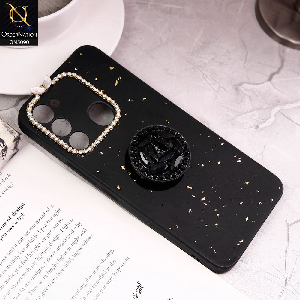 Tecno Spark Go 2022 Cover - Design1 - Bling Series - Glitter Foil Soft Border Case With Holder(Glitter Does Not Move)