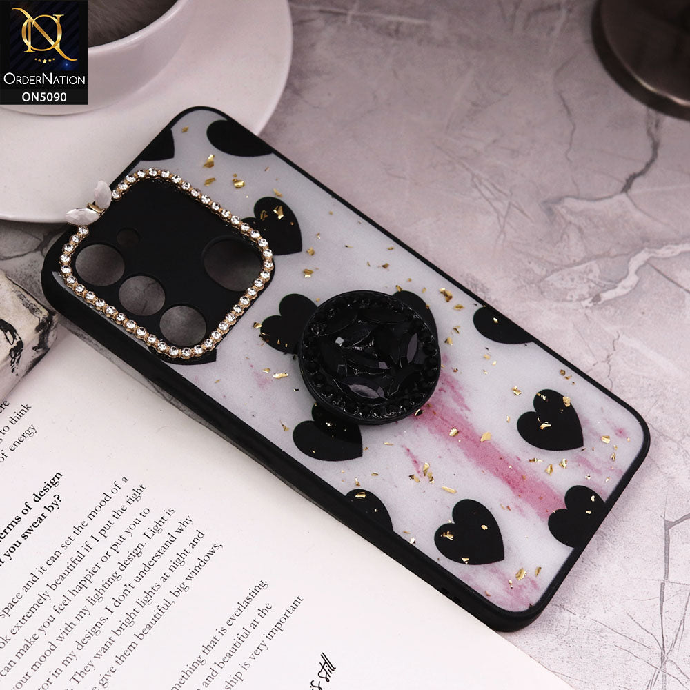 Tecno Spark 8C Cover - Design2 - Bling Series - Glitter Foil Soft Border Case With Holder(Glitter Does Not Move)