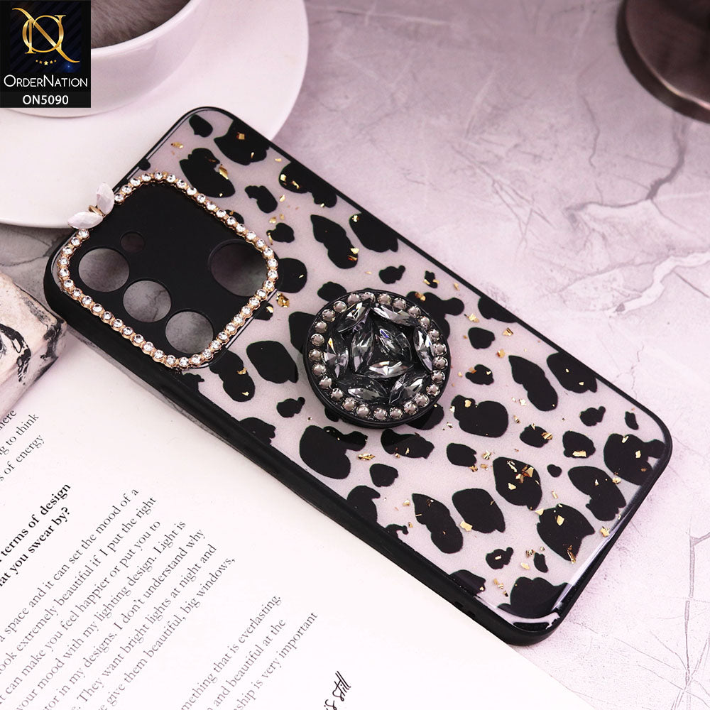 Tecno Spark 9 Cover - Design3 - Bling Series - Glitter Foil Soft Border Case With Holder(Glitter Does Not Move)