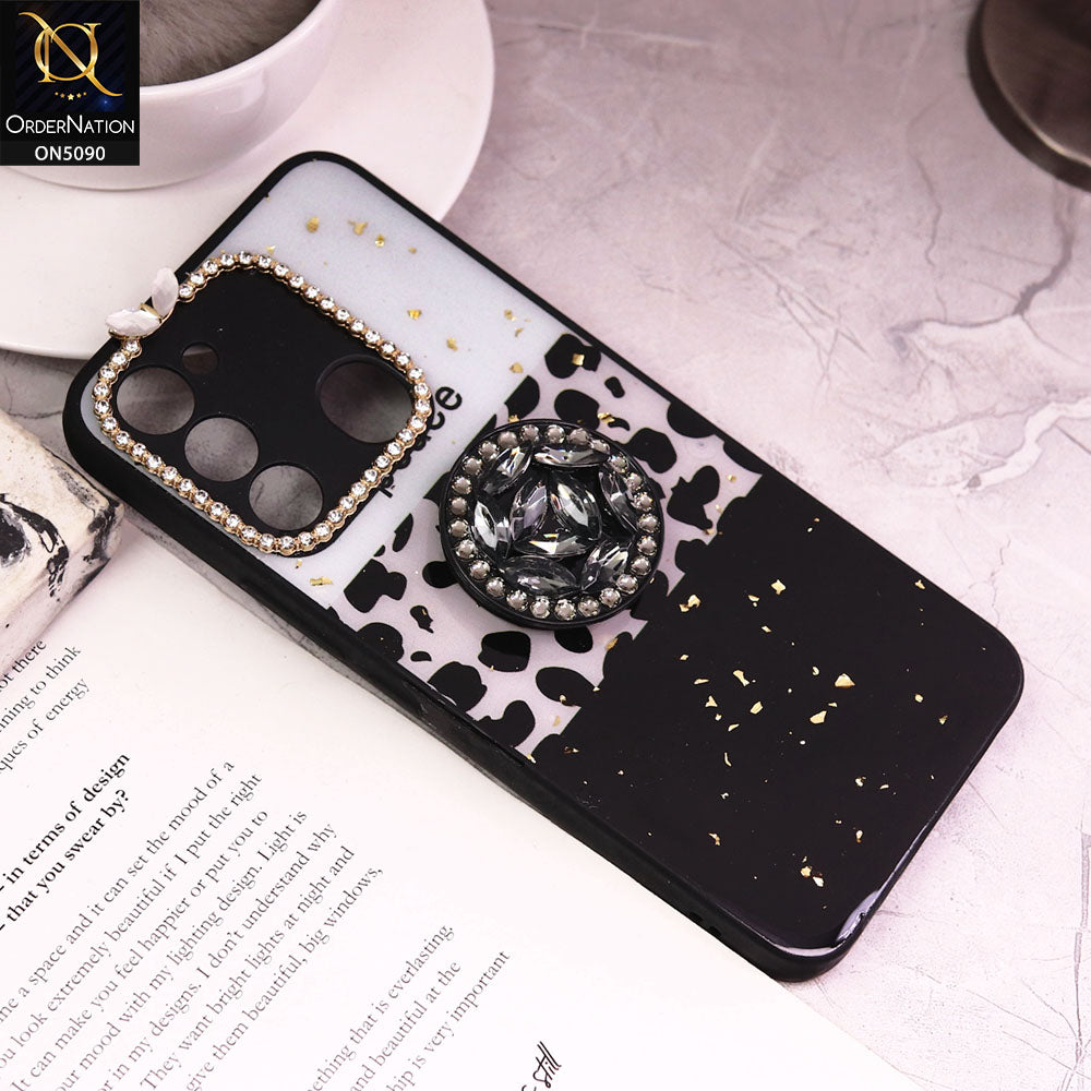 Tecno Spark 8C Cover - Design4 - Bling Series - Glitter Foil Soft Border Case With Holder(Glitter Does Not Move)