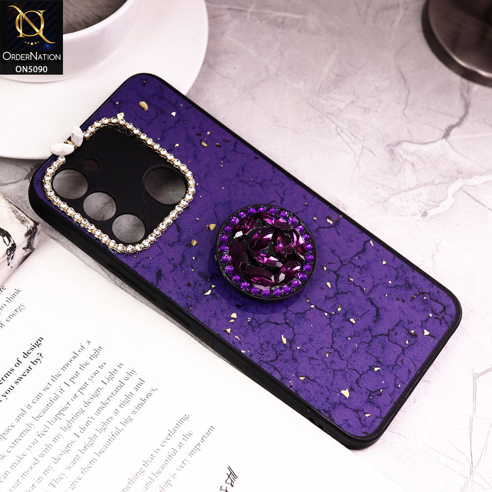 Tecno Spark 9 Cover - Design5 - Bling Series - Glitter Foil Soft Border Case With Holder(Glitter Does Not Move)