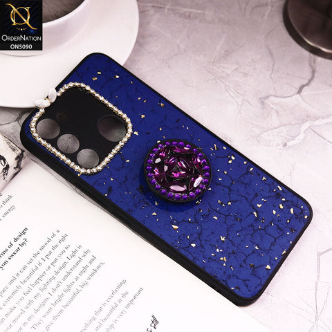 Tecno Spark 9 Cover - Design6 - Bling Series - Glitter Foil Soft Border Case With Holder(Glitter Does Not Move)