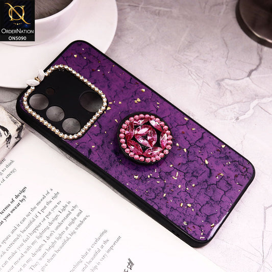 Tecno Spark Go 2022 Cover - Design7 - Bling Series - Glitter Foil Soft Border Case With Holder(Glitter Does Not Move)