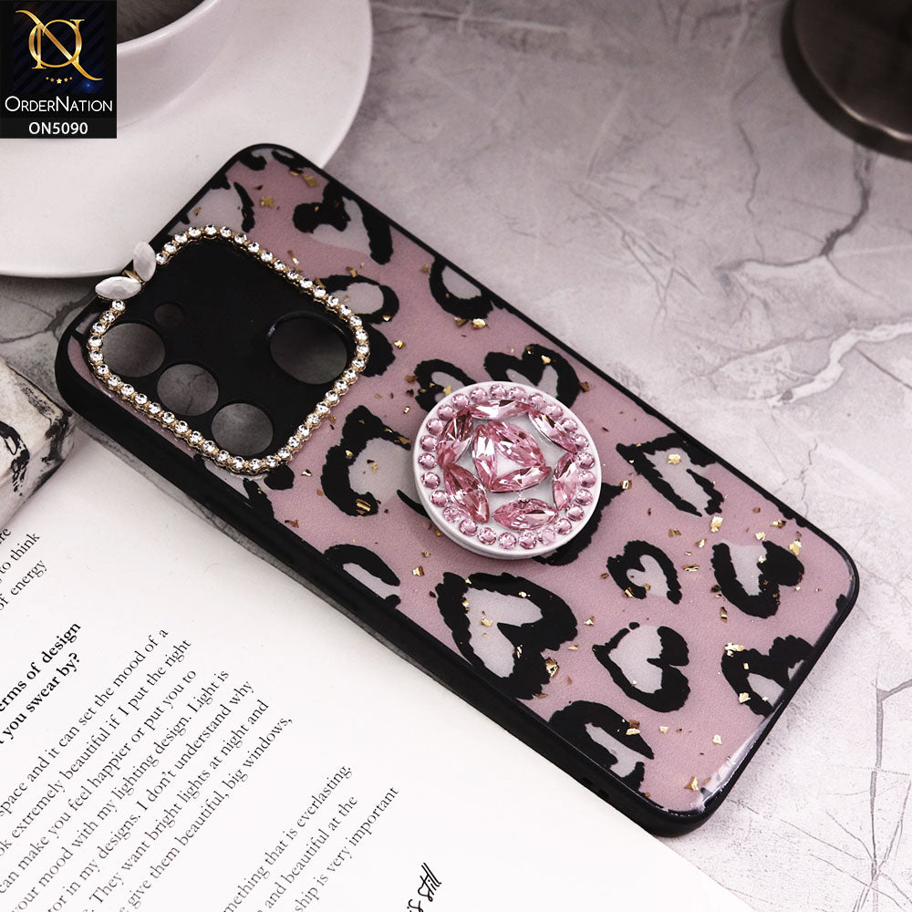 Tecno Spark 9 Cover - Design8 - Bling Series - Glitter Foil Soft Border Case With Holder(Glitter Does Not Move)