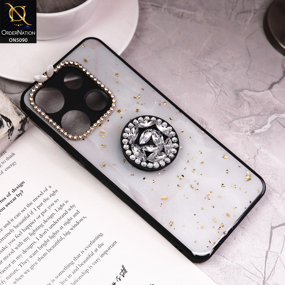 Infinix Smart 7 Cover - Design10 - Bling Series - Glitter Foil Soft Border Case With Holder(Glitter Does Not Move)