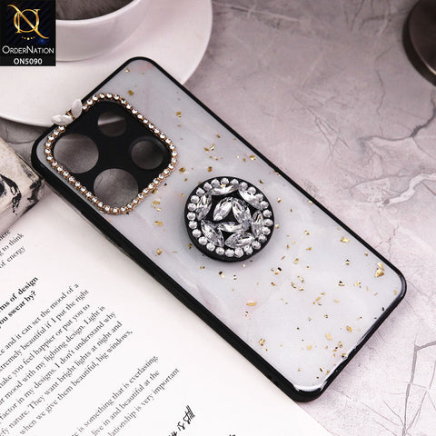 Infinix Smart 7 Cover - Design10 - Bling Series - Glitter Foil Soft Border Case With Holder(Glitter Does Not Move)