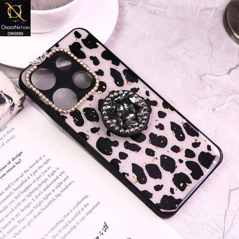 Infinix Smart 7 Plus Cover - Design3 - Bling Series - Glitter Foil Soft Border Case With Holder(Glitter Does Not Move)