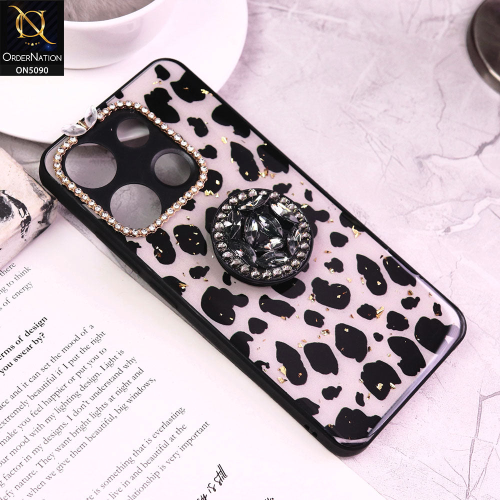 Tecno Spark Go 2023 Cover - Design3 - Bling Series - Glitter Foil Soft Border Case With Holder(Glitter Does Not Move)