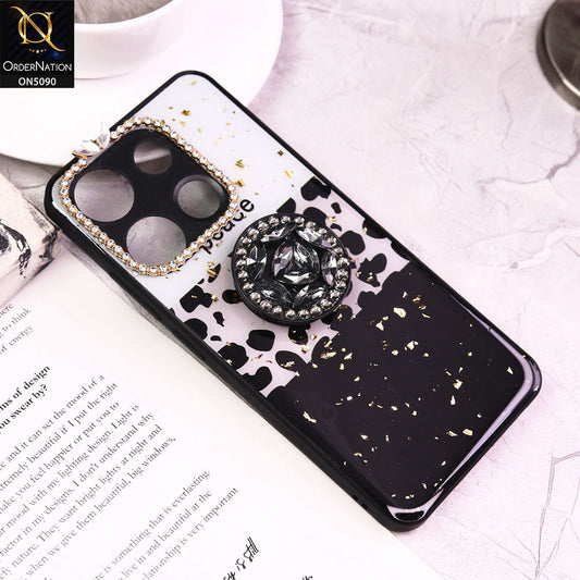 Infinix Smart 7 Cover - Design4 - Bling Series - Glitter Foil Soft Border Case With Holder(Glitter Does Not Move)