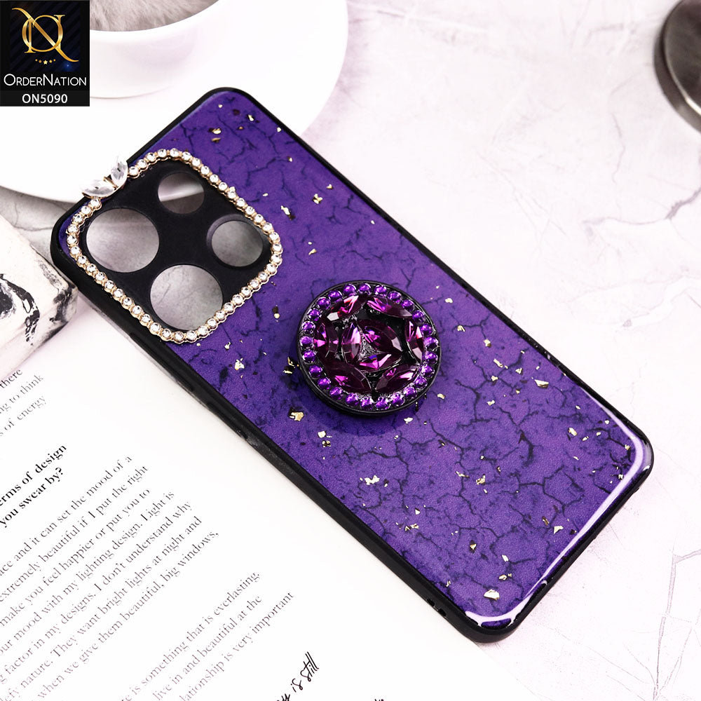 Infinix Smart 7 HD Cover - Design5 - Bling Series - Glitter Foil Soft Border Case With Holder(Glitter Does Not Move)