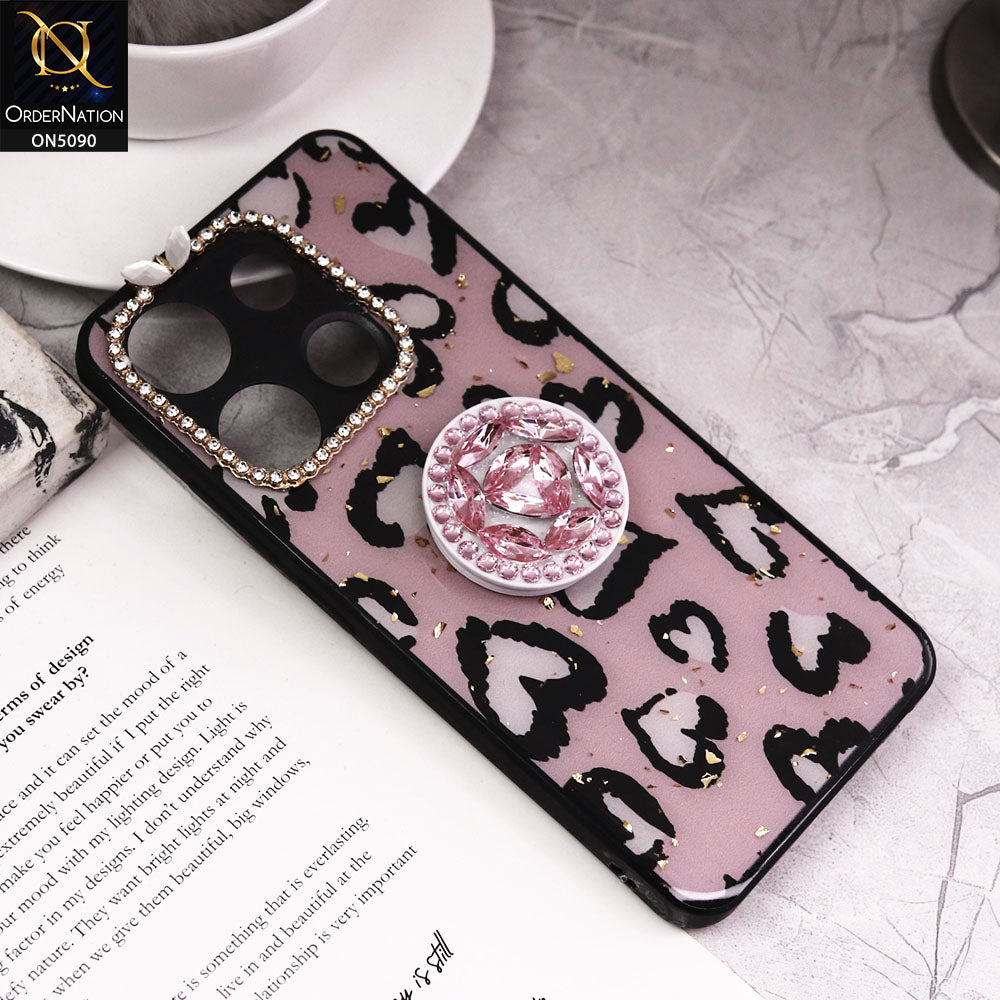 Infinix Smart 7 HD Cover - Design8 - Bling Series - Glitter Foil Soft Border Case With Holder(Glitter Does Not Move)