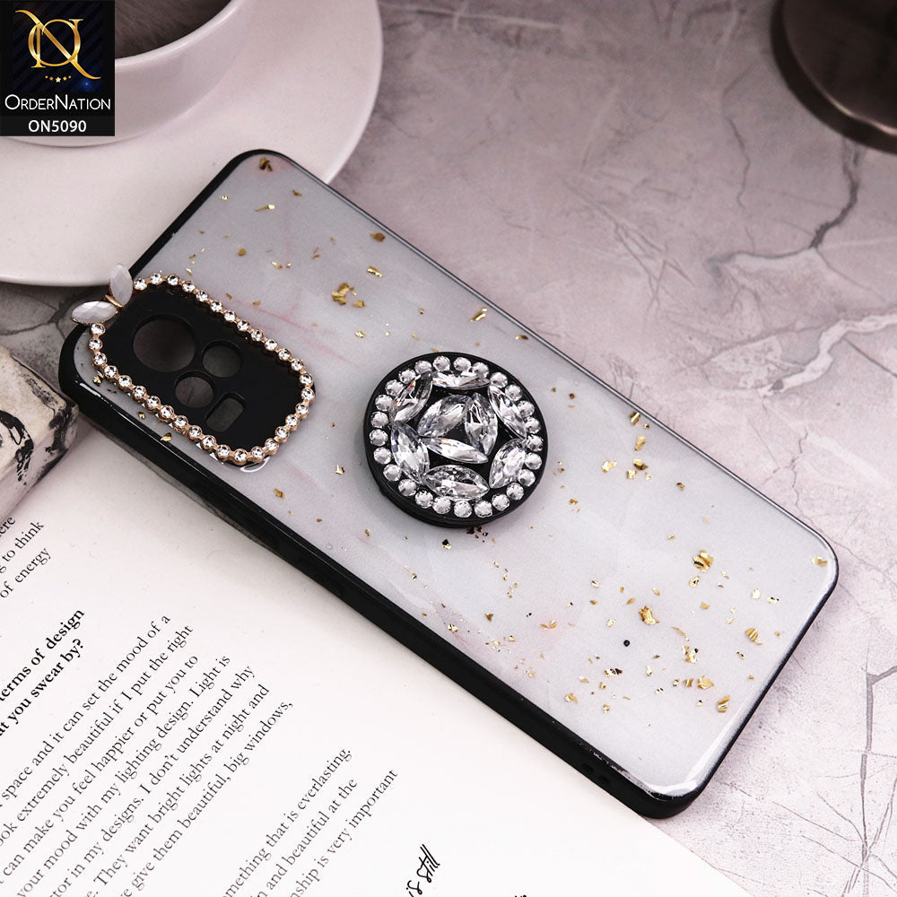 Vivo Y73 Cover - Design10 - Bling Series - Glitter Foil Soft Border Case With Holder(Glitter Does Not Move)