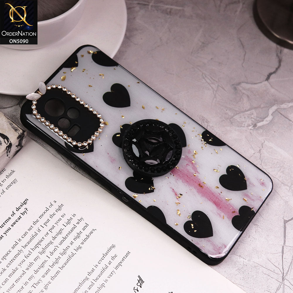 Vivo Y73 Cover - Design2 - Bling Series - Glitter Foil Soft Border Case With Holder(Glitter Does Not Move)