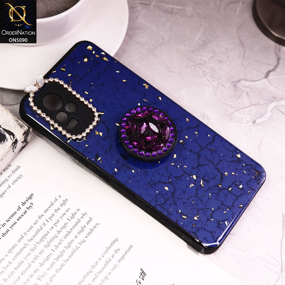 Vivo V21e Cover - Design6 - Bling Series - Glitter Foil Soft Border Case With Holder(Glitter Does Not Move)