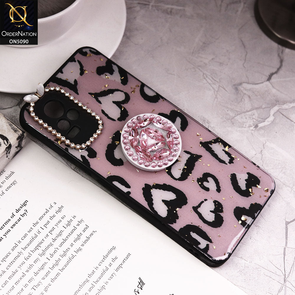 Vivo V21e Cover - Design8 - Bling Series - Glitter Foil Soft Border Case With Holder(Glitter Does Not Move)