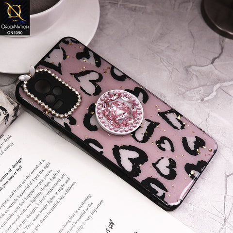 Vivo Y73 Cover - Design8 - Bling Series - Glitter Foil Soft Border Case With Holder(Glitter Does Not Move)