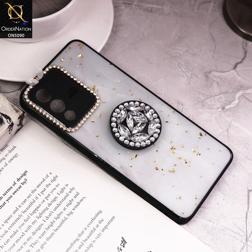 Vivo V23 5G Cover - Design10 - Bling Series - Glitter Foil Soft Border Case With Holder(Glitter Does Not Move)