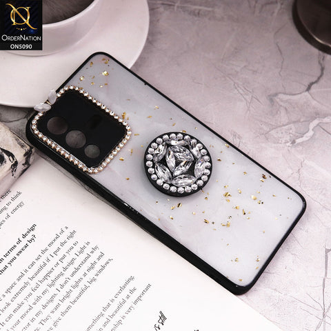 Vivo S12 Cover - Design10 - Bling Series - Glitter Foil Soft Border Case With Holder(Glitter Does Not Move)