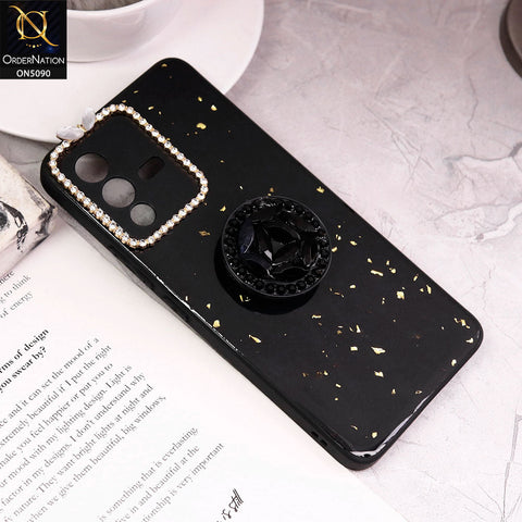 Vivo V23 5G Cover - Design1 - Bling Series - Glitter Foil Soft Border Case With Holder(Glitter Does Not Move)