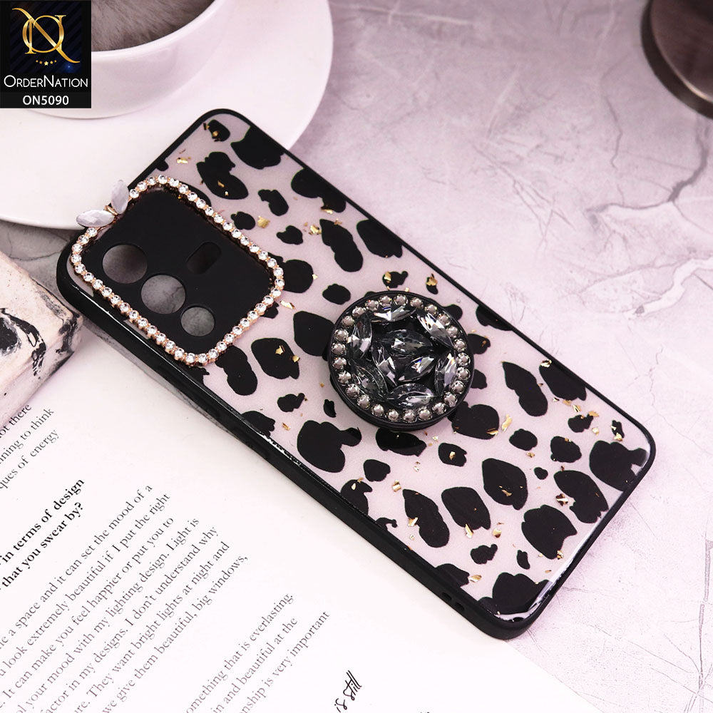 Vivo V23 5G Cover - Design3 - Bling Series - Glitter Foil Soft Border Case With Holder(Glitter Does Not Move)