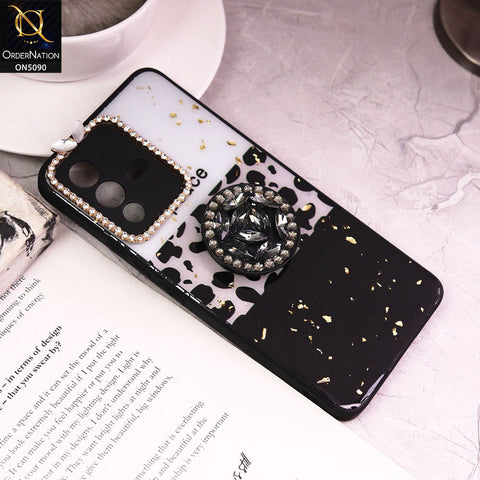 Vivo S12 Cover - Design4 - Bling Series - Glitter Foil Soft Border Case With Holder(Glitter Does Not Move)